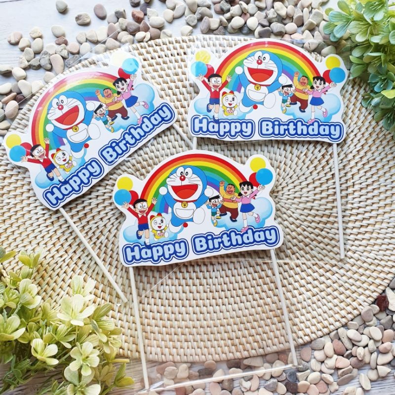 cake topper tunggal hiasan kue ulang tahun karakter doraemon