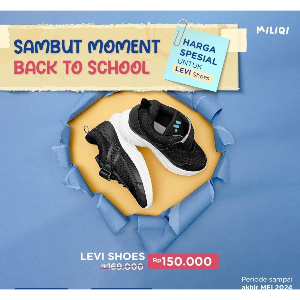Miliqi Sepatu Anak Sekolah Levi Shoes Sepatu Sekolah Unisex Bahan Phylon Ringan Sneakers nyaman Empu