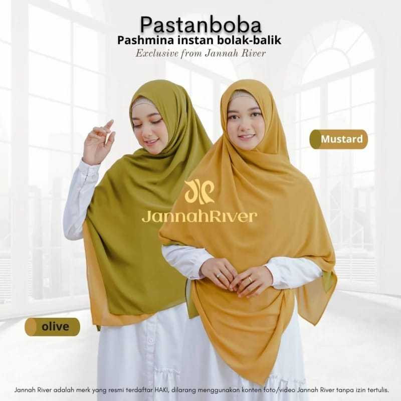 PASTANBOBA Pashmina Instan Bolak-Balik 1 Hijab 2 Warna Ceruty Babydoll Premium Hijab Instan Terbaru 
