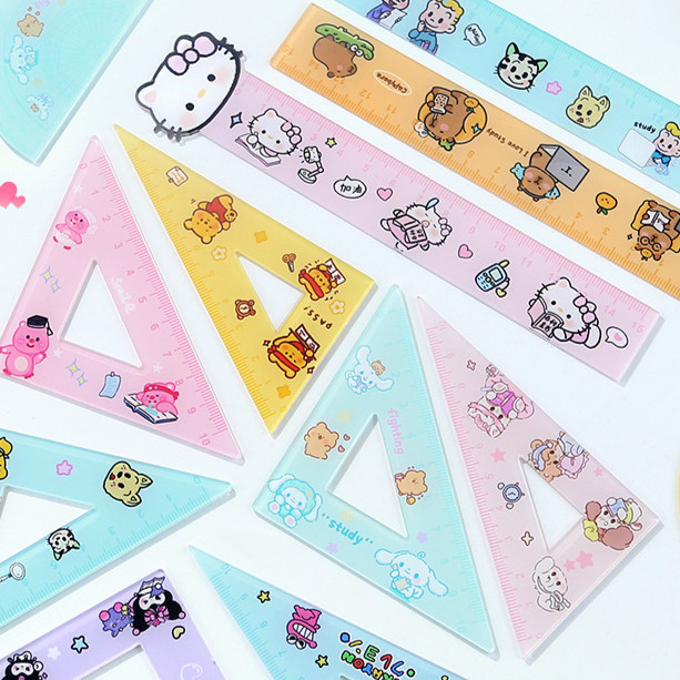 

[HARU] Cartoon Series Sanrio Ruler Set Imut Kuromi Pochaco Cinnamoroll Melody Alat Tulis Penggaris