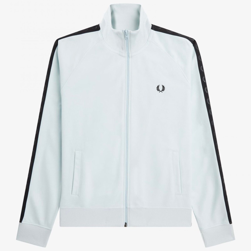 Fred Perry Contrast Taped Tracktop Jacket Original In Ice Blue