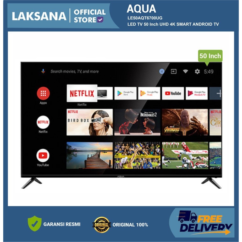 AQUA LE50AQT6700UG LED TV 50 Inch UHD 4K SMART ANDROID TV