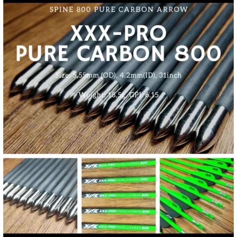 ARROW XXX-PRO PURE CARBON 800 - Pure Carbon Arrow Spine 800 - Arrow Full Karbon Olahraga