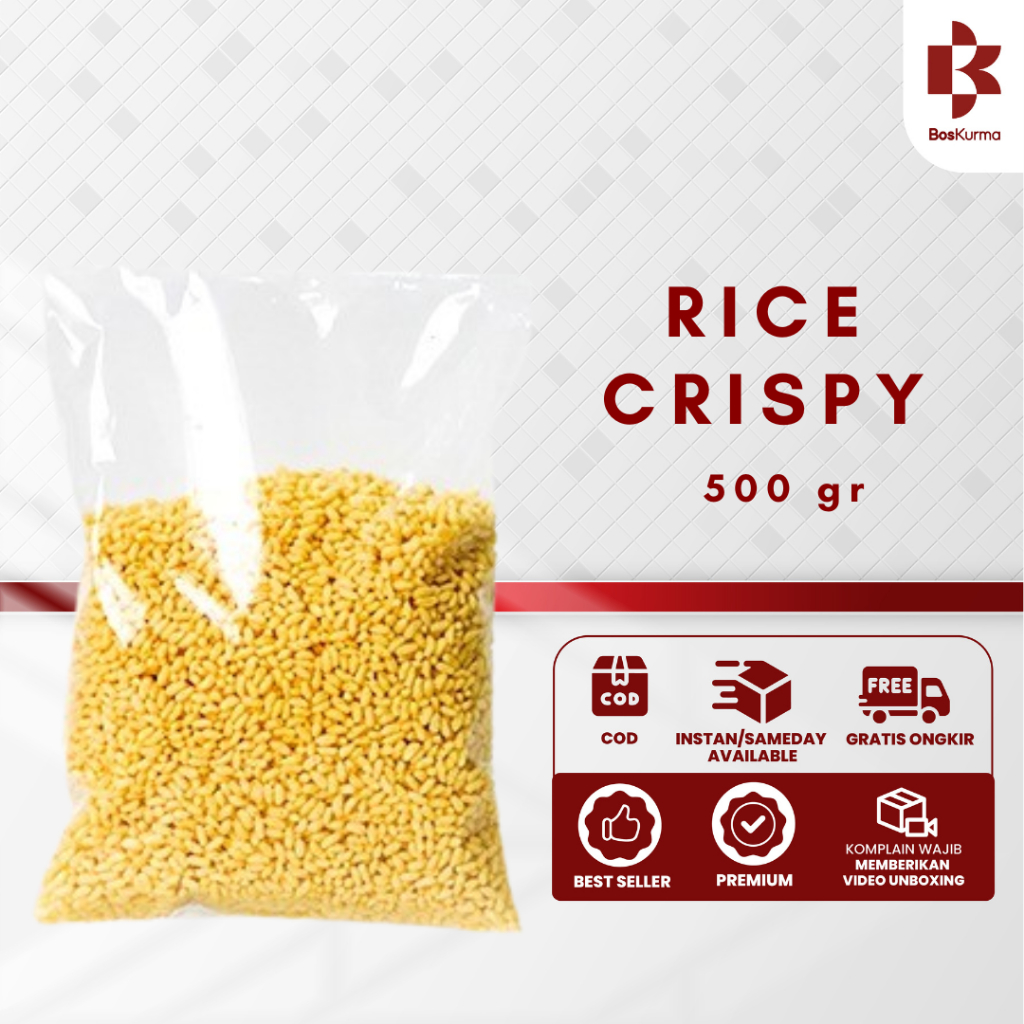 Rice Crispy 500 Gr Original | Rice Krispi Kuning | Beras Crispy Lonjong Sereal Sehat
