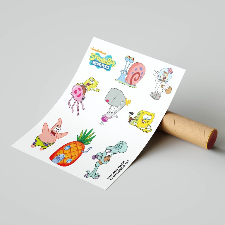 

More.art - Spongebob sticker pack, sticker sheet aeshtetic untuk dekorasi scrapbook, journaling