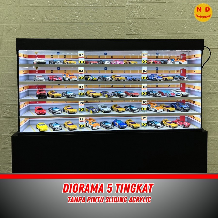 Diorama Parkiran Mobil Hot Wheels / Diecast / Rak Hotwheels / Box Display Parkir 3 Dan 5 Tingkat Par