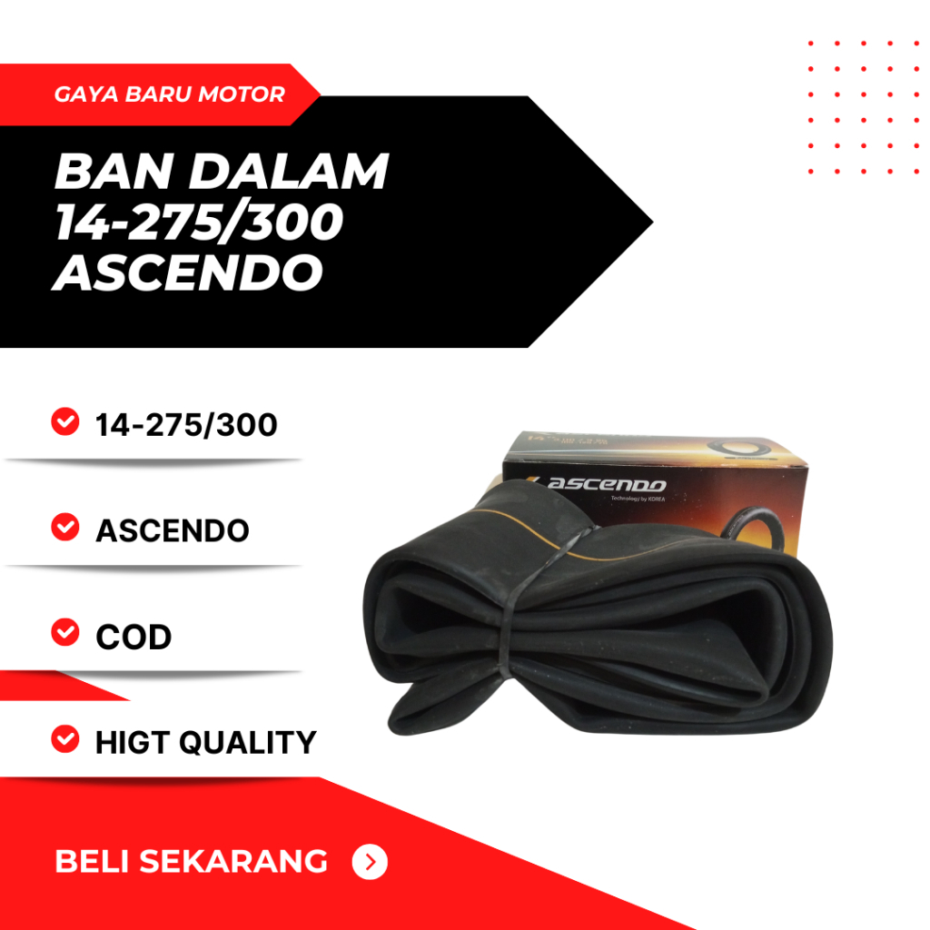 BAN DALAM ASCENDO 275/300-14 , 80/90-14 , 90/90-14 MOTOR MATIC RING 14