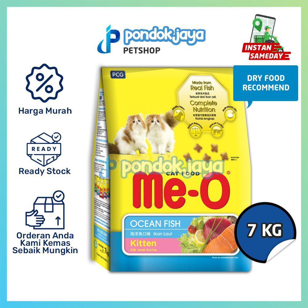 Gosend 7kg Meo Kitten Ocean Fish Makanan Anak Kucing Dry Cat Food Me-O 7 Kg Kering Kiten Persian Adu