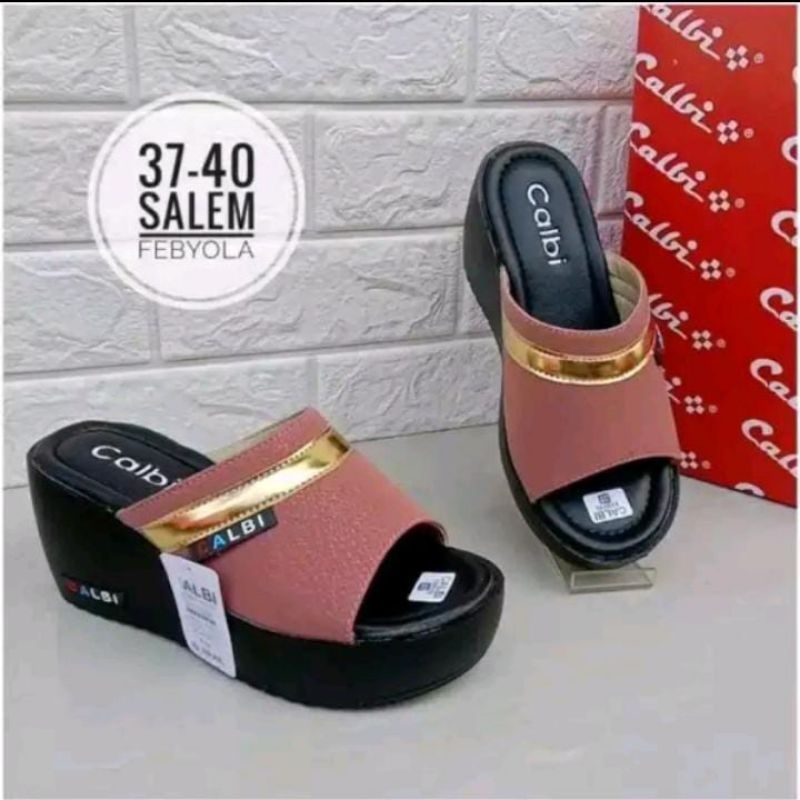 Sandal wedges calbi terbaru Sandal pesta Sandal kondangan Sandal wedges Kekinian