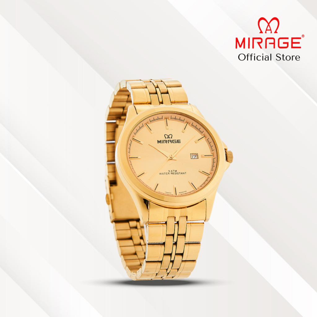 Mirage Jam Tangan Pria Analog 8709 M Gold Original Stainless
