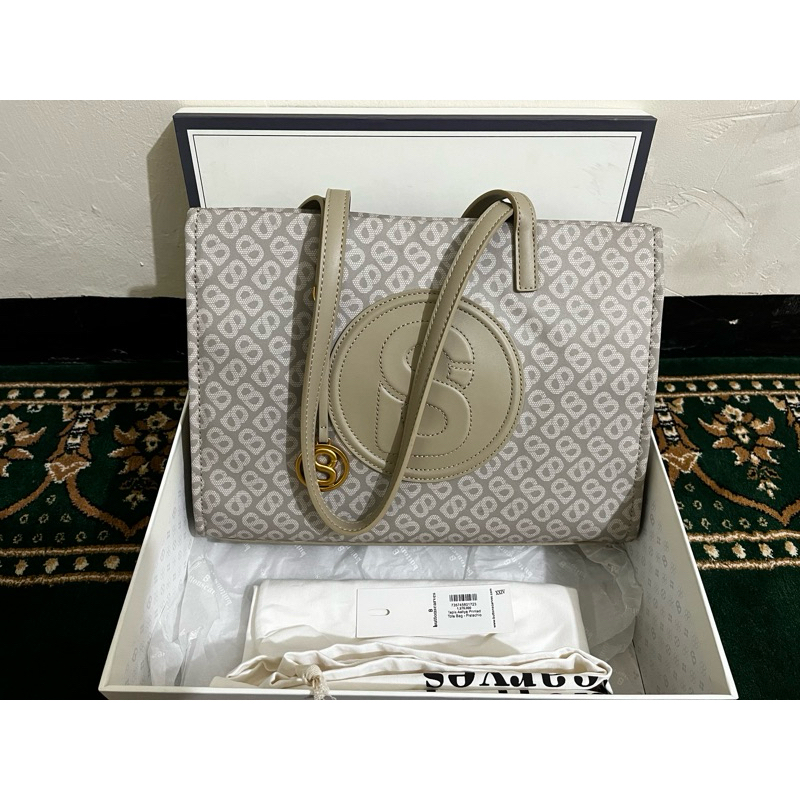 Preloved Buttonscarves Tapis Aaliya Printed Tote Bag Pistachio