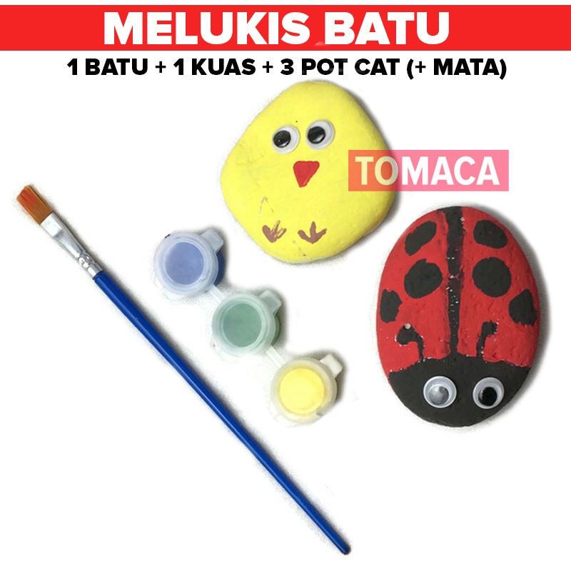 Kerajinan Tangan Diy Prakarya Melukis Batu Alam Belajar Lukisan Rock Koral Putih Mewarnai Tk Sd Paud Kreatifitas