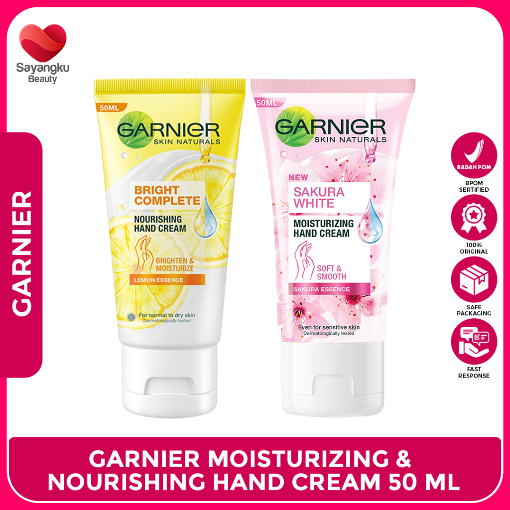 GARNIER Light Light Complete Nourishing Hand Cream 50 ml & GARNIER Sakura White Moisturizing Hand Cr