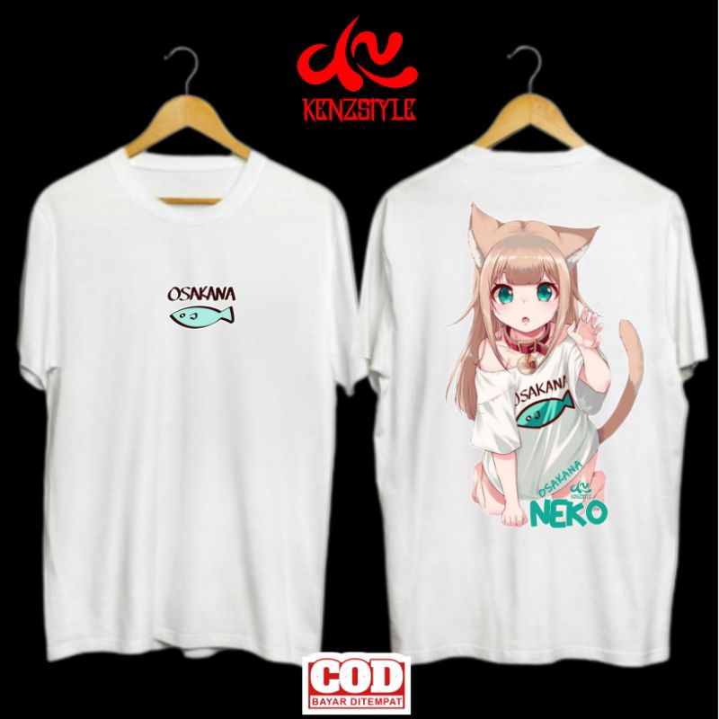 kaos Osakana Neko Kinako Osakana Neko Kawaii anime t-shirt