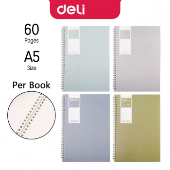 

Deli Buku Catatan Notebook Jilid Spiral 60 Lembar A5 - LA560 - Mix Color