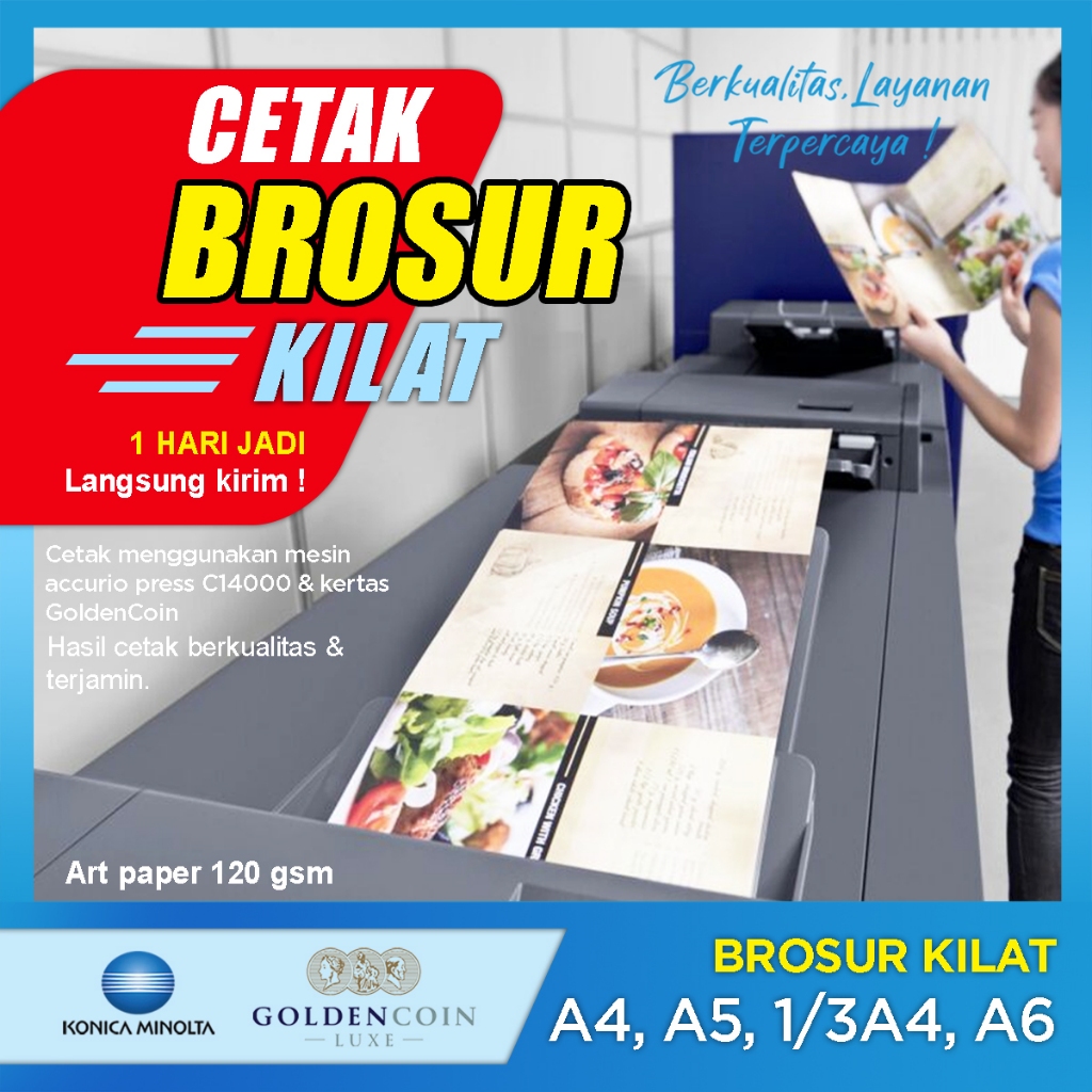 

Cetak brosur murah / Brosur Kilat Ukuran A6 / A5 /DL 1/3 A4 / A4 / 1 atau 2 sisi / EXPRESS 1 HARI