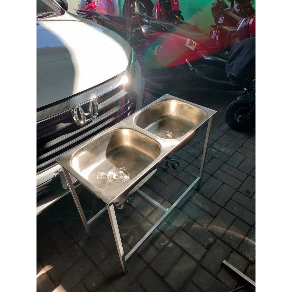 bak cuci piring kitchen sink wastafel 2 lubang