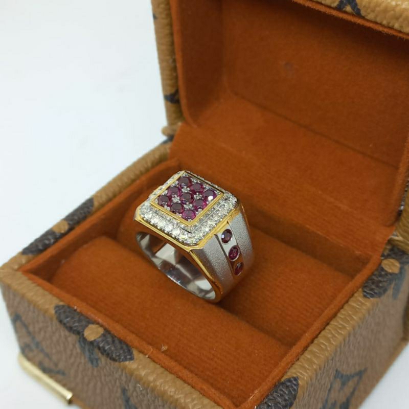 cincin berlian batu merah garnet gratis memo