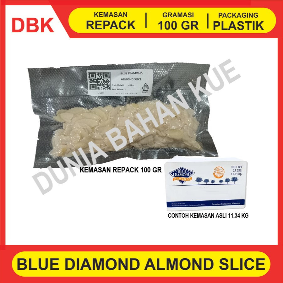 

(KEMASAN VAKUM) ALMOND SLICE / KACANG ALMOND SLICE 100 GR