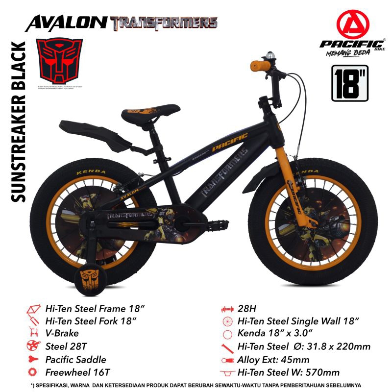 Seped BMX 18 inc AVALON TR Ban Jumbo 3.0 Sepeda Anak Pacific