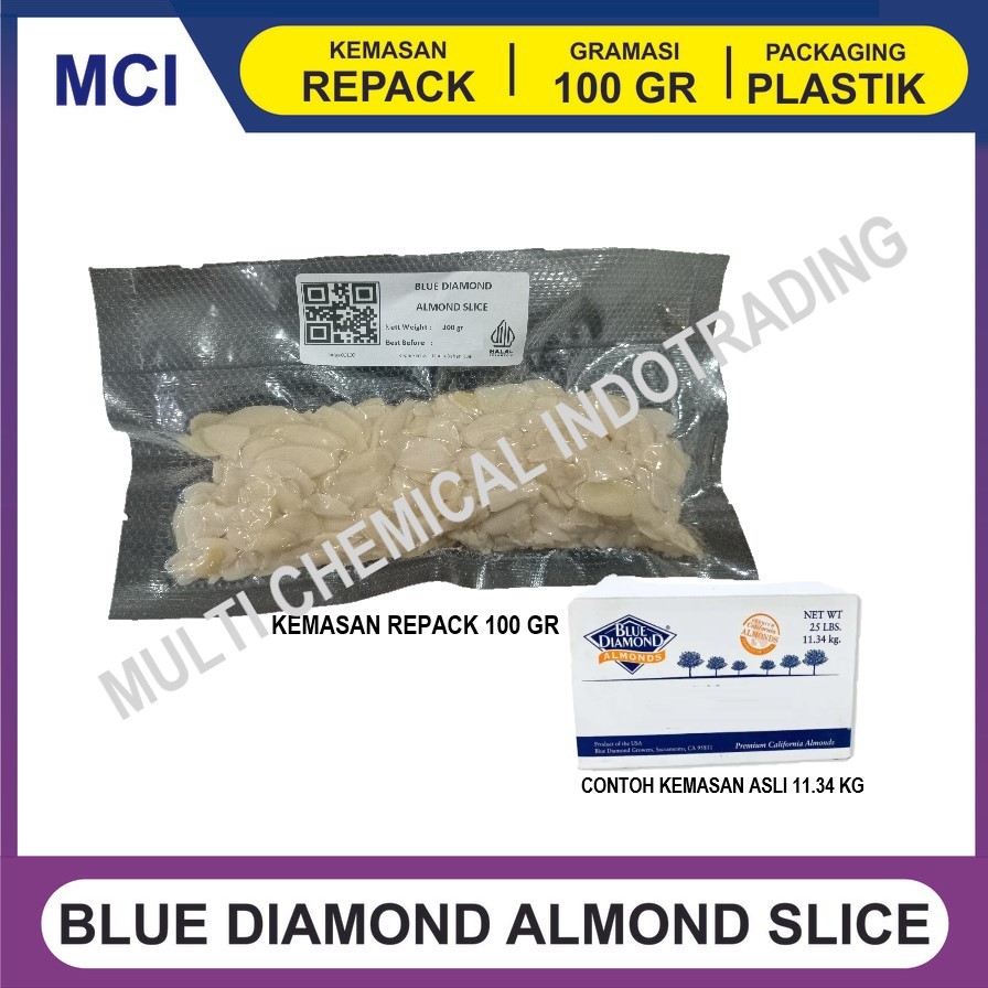 

(KEMASAN VAKUM) ALMOND SLICE / KACANG ALMOND SLICE REPACK 100 GR