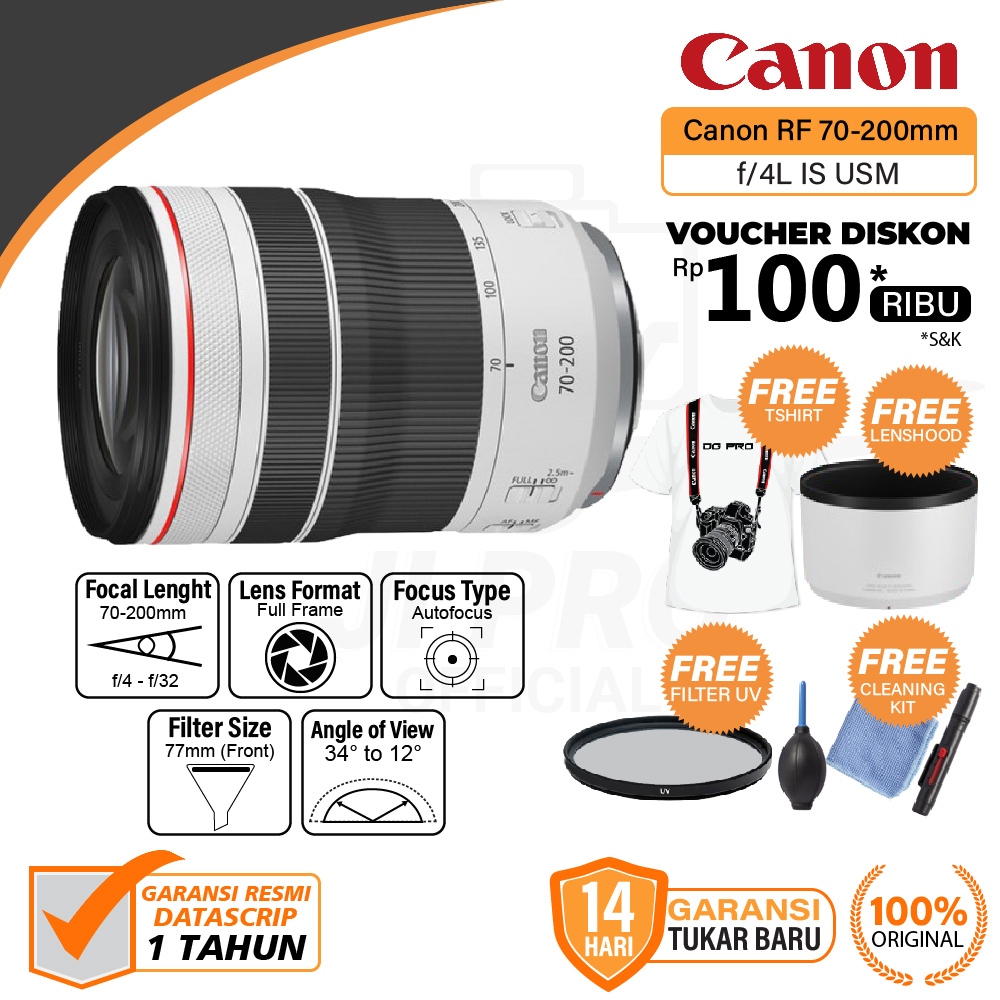 Canon RF 70-200mm f4 L IS USM / Lensa Canon RF 70-200mm f/4L IS USM Garansi Resmi