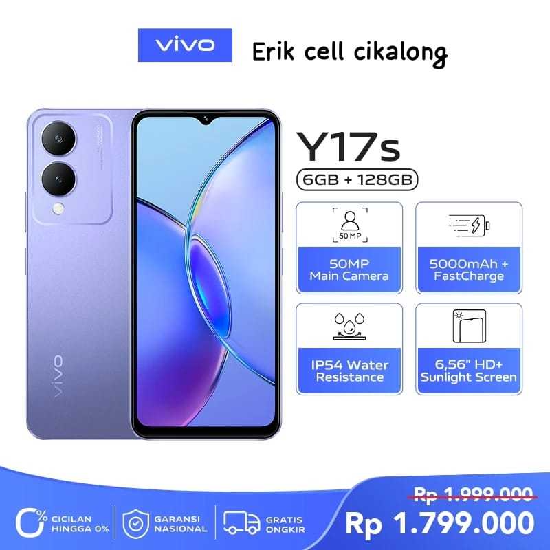 Hp Vivo Y17s 4/64GB 6/128GB RAM 6GB+6GB Extended Murah Vivo Terbaru 2024 100% Original Garansi Resmi