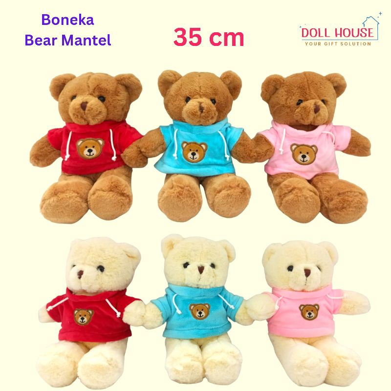 Boneka Beruang Hoodie / Boneka Beruang Mantel / Boneka Teddy Bear Hoodie / Bear Russel Hoodie Mantel