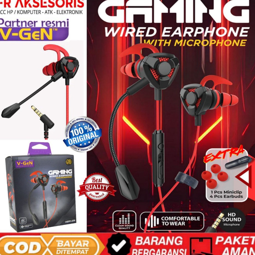 KODE B76G Headset Gaming Dual Microphone Noise Isolating VGEN VEP137A Earphone GAMING