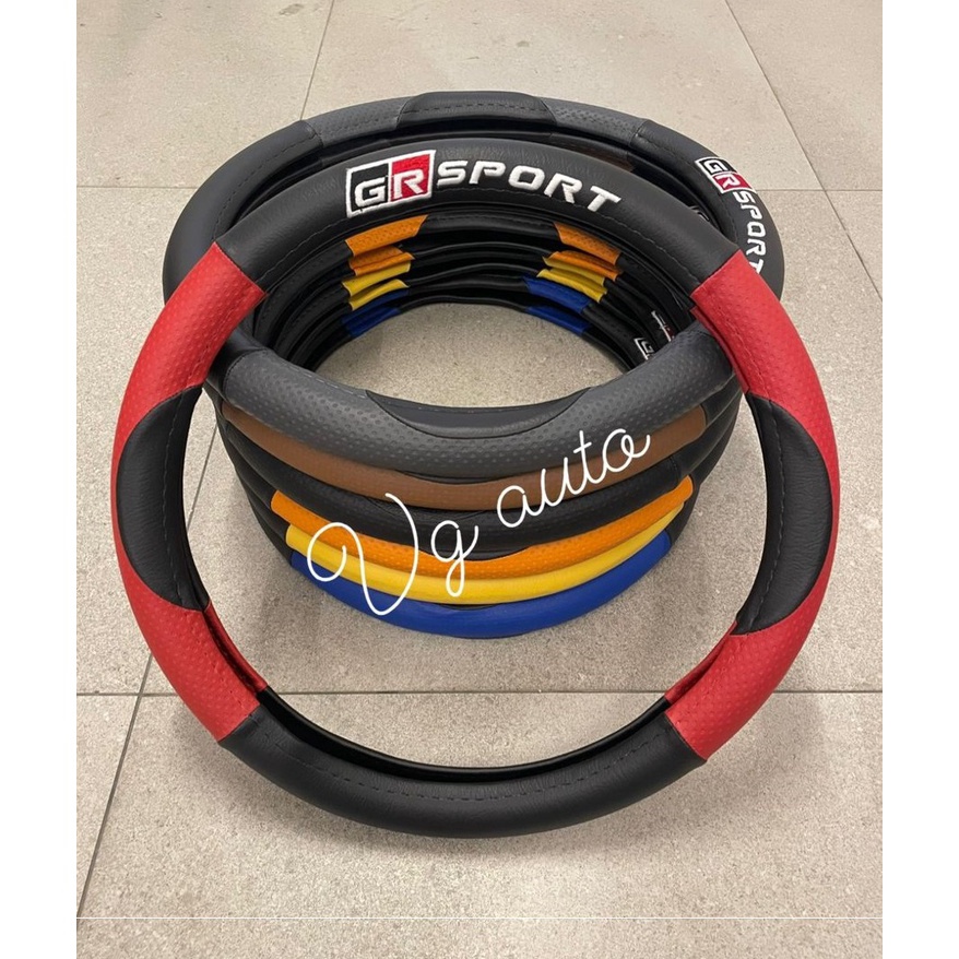 KODE Q16B Sarung Penutup Cover Stir Gazoo Racing Mobil Universal Ukuran M Tulisan Bordir GR SPORT Wa