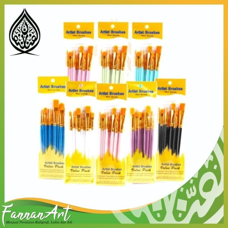 

MIGUNANI Kuas Lukis Set 1 Set 10 Pcs Kuas Nylon Kuas Cat Air Nilon Isi 10Pcs