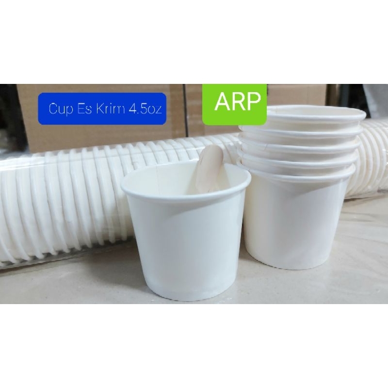 Cup Es Krim Paper 4.5oz Putih/Gelas Paper Es Krim Warna Putih Ukuran 4.5oz
