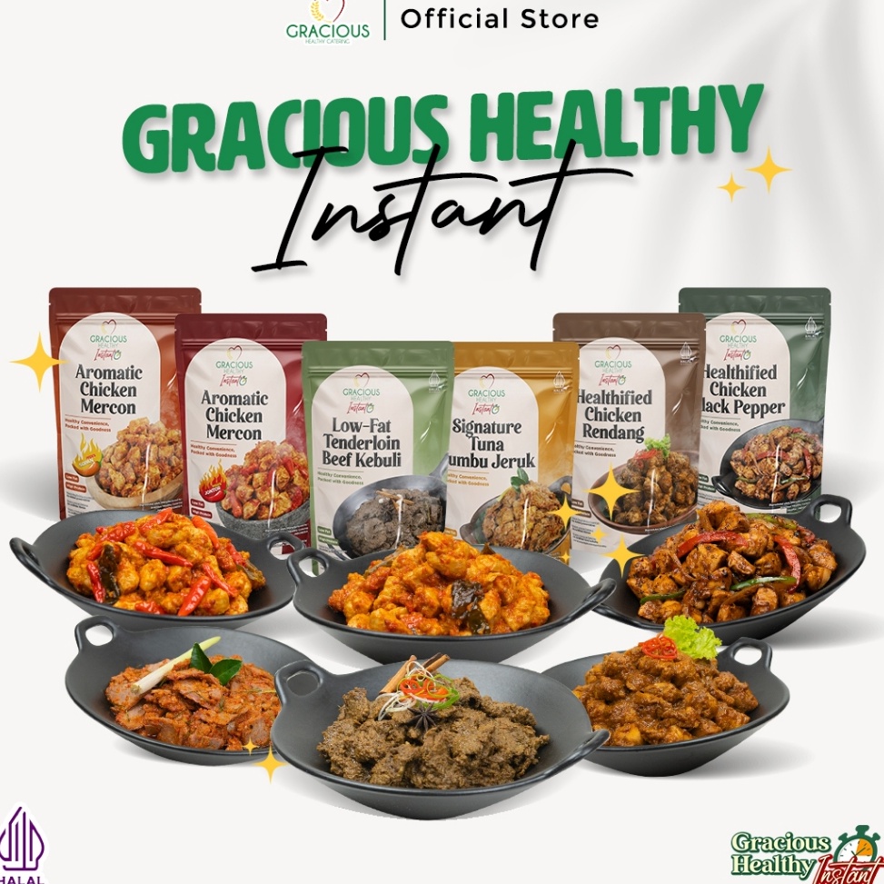 

Ekstra benefit GRACIOUS HEALTHY INSTANT Makanan Sehat Siap Saji Tanpa Bahan Pengawet Tahan Hingga 6 Bulan suhu ruang