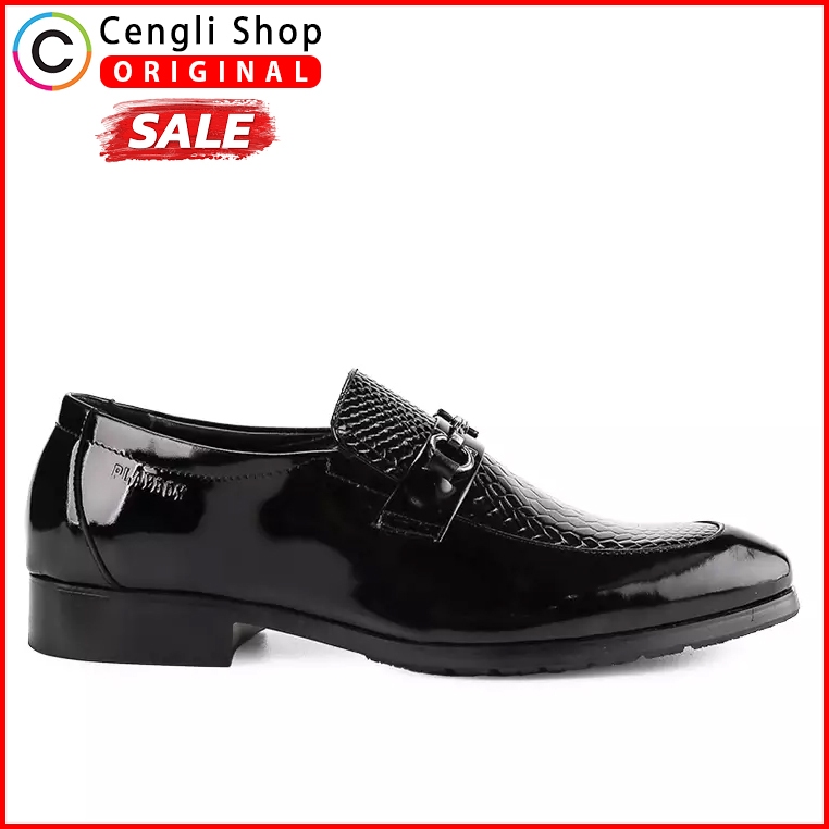 PLAYBOY SEPATU PANTOFEL PRIA ORIGINAL FORMAL SLIP ON KULIT ASLI ORI HITAM PL15