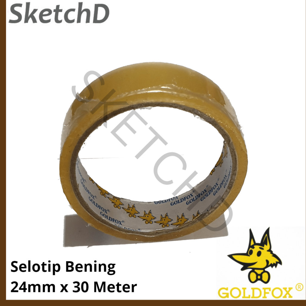 

Lakban isolasi bening Gold fox 24 mm X 30 Meter atau Goldfox Selotip tape clear 1 inci