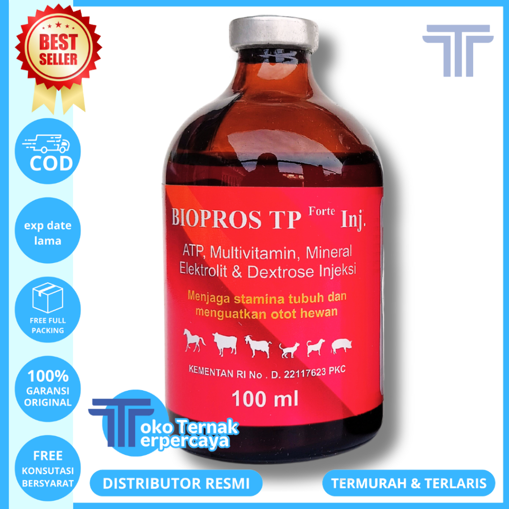 BIOPROS TP FORTE 100ML - Vitamin Hewan Energi Instan Penguat Otot & Daya Tahan Stamina Tubuh Ternak