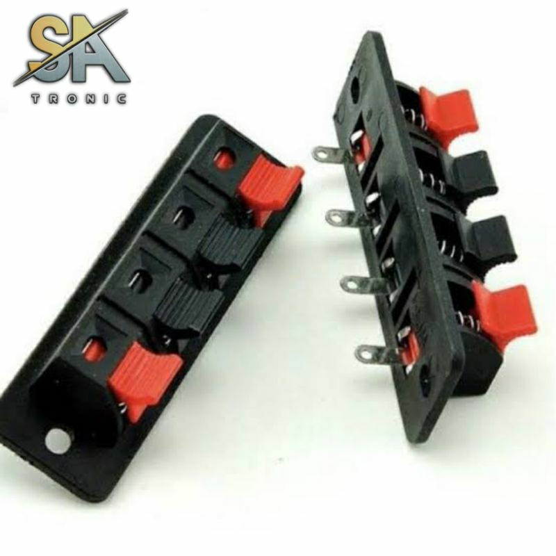 Soket Terminal Jepit Speaker 4 Pin Kecil Stereo