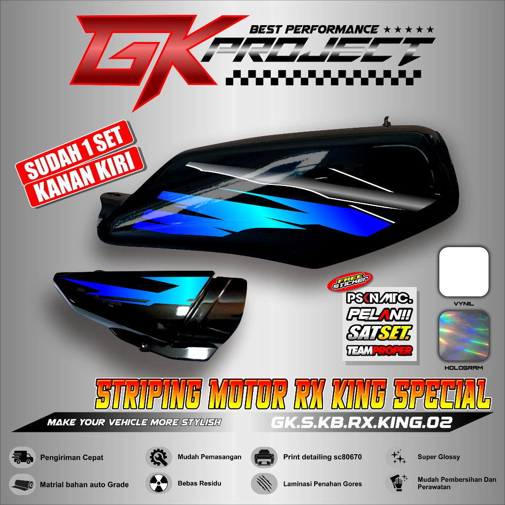 Striping Motor RX KING Hologram | Sticker Striping Variasi List Motor RX KING SPECIAL Motif Racing G