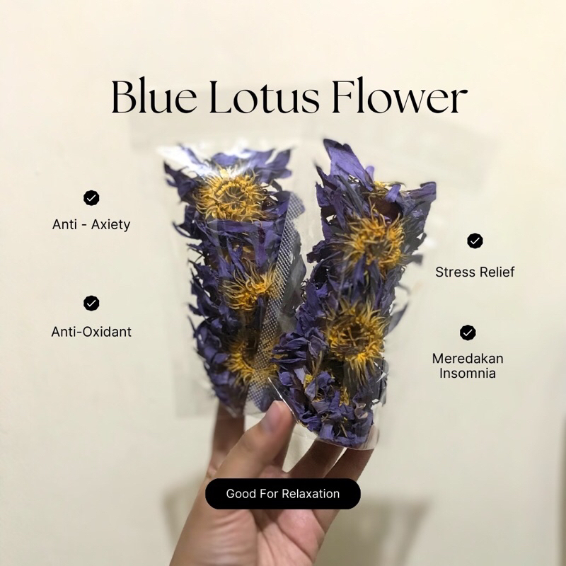 

Blue Lotus Flower Kering 100% Impor Premium Quality 50/100 Gram