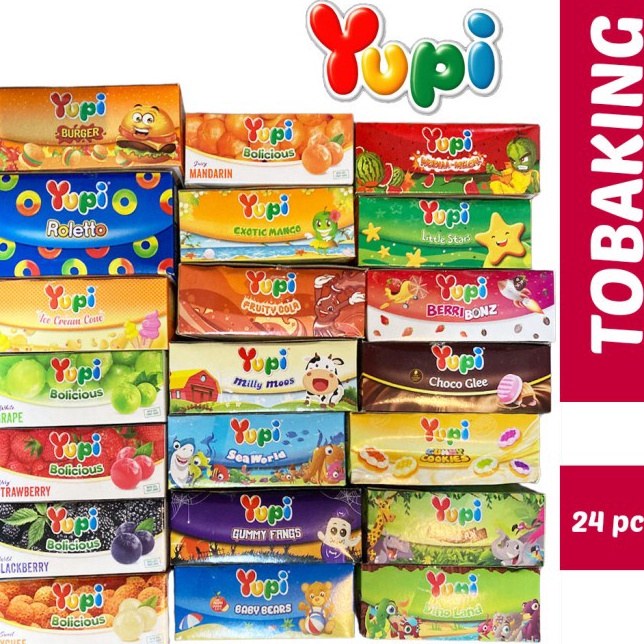 

Belanja disini Yupi Permen Jelly Box isi 24 Burger Bolicious Marshmallow Dino Bear