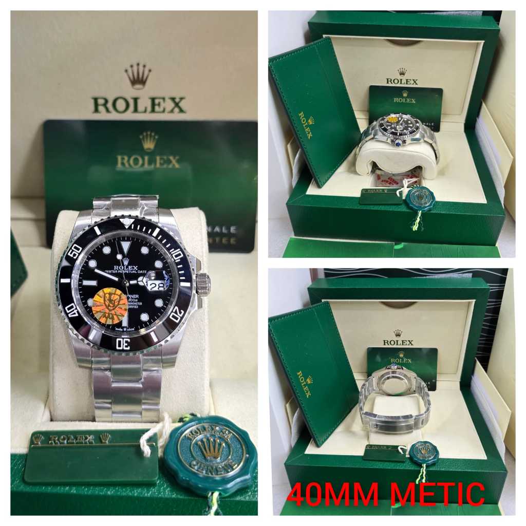 Jam Tangan Luxury Rolex Automatic Submariner 40mm Silver Black Dial Fullset
