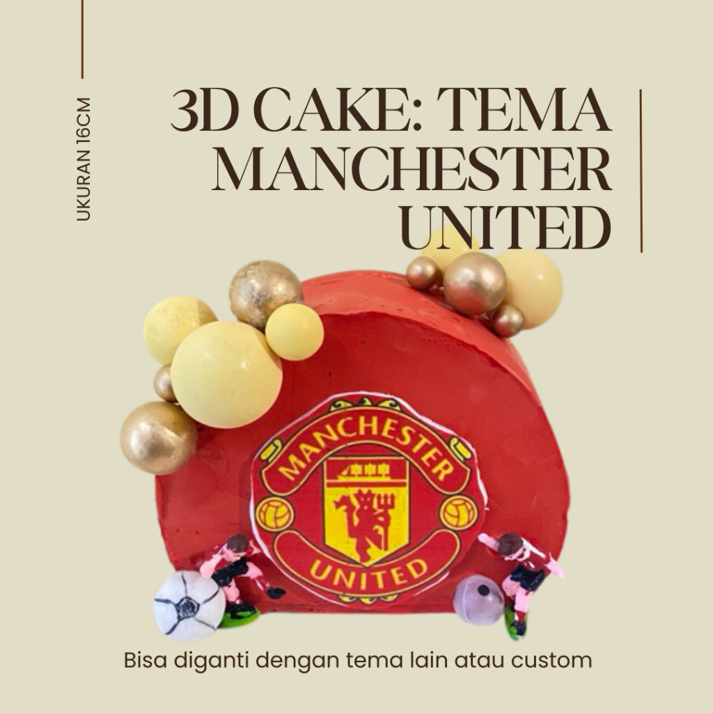 

3D Cake custom kue tema bola / Cake MU Arsenal by NemoBakes