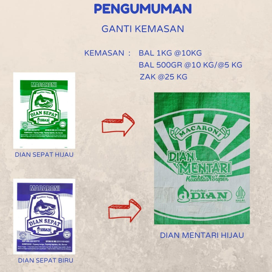 

MAKARONI MENTAH JUMBO | MAKARONI MEKAR | MENTARI HIJAU 10 KG