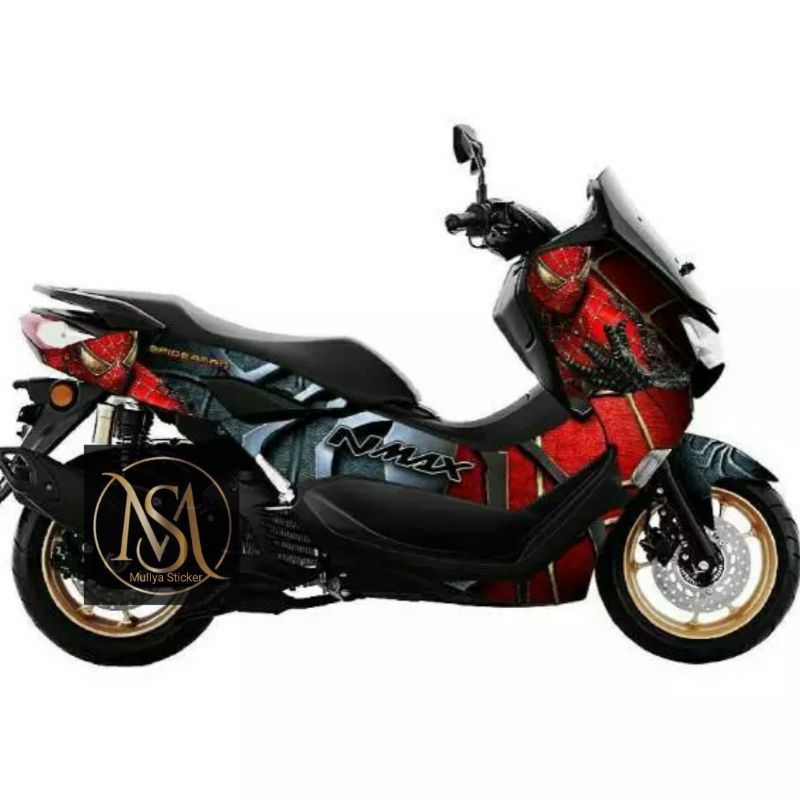 stiker decal nmax new spiderman full body merah glosy