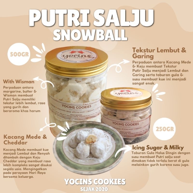 

Pre-Order Kue Bola Salju Snow Ball Kacang Mede Keju by YocinsCookies with Milk & Sugar