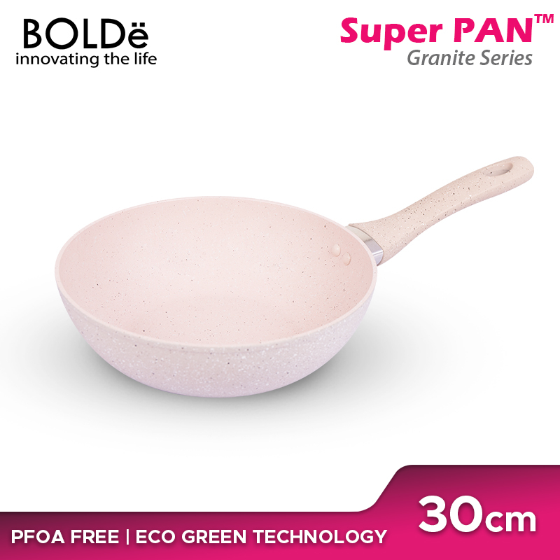 BOLDe 30 cm Wok Pan Beige Wajan Penggorengan Granite Anti Lengket