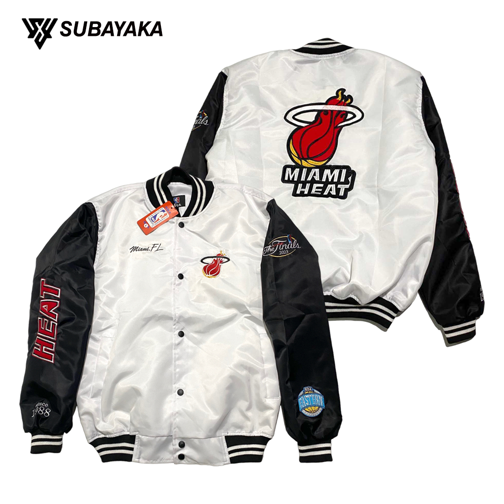 SUBAYAKA - Jaket Varsity Basketball Casual Vintage Miami Heat Full Bordir Pria Wanita