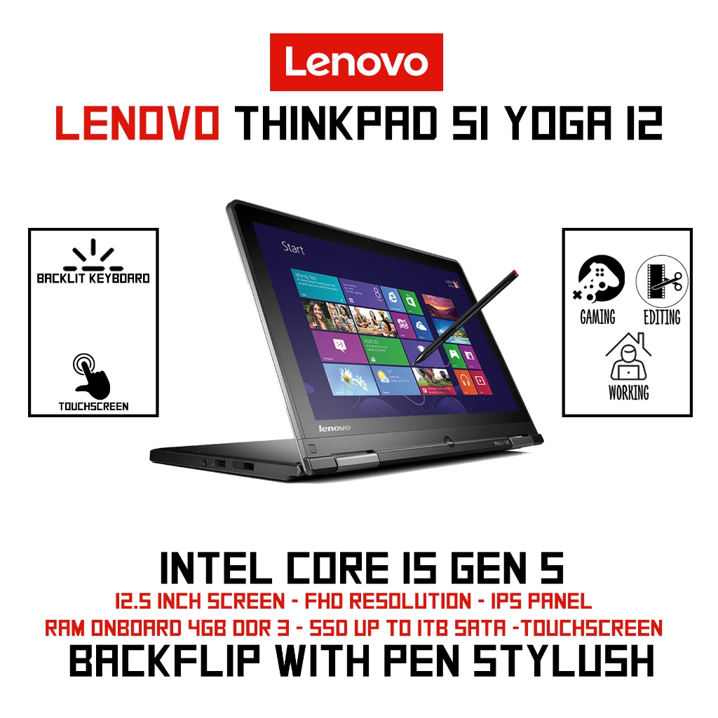 LAPTOP SECOND 2IN1 LENOVO THINKPAD S1 YOGA TOUCHSCREEN CORE I5 / I7