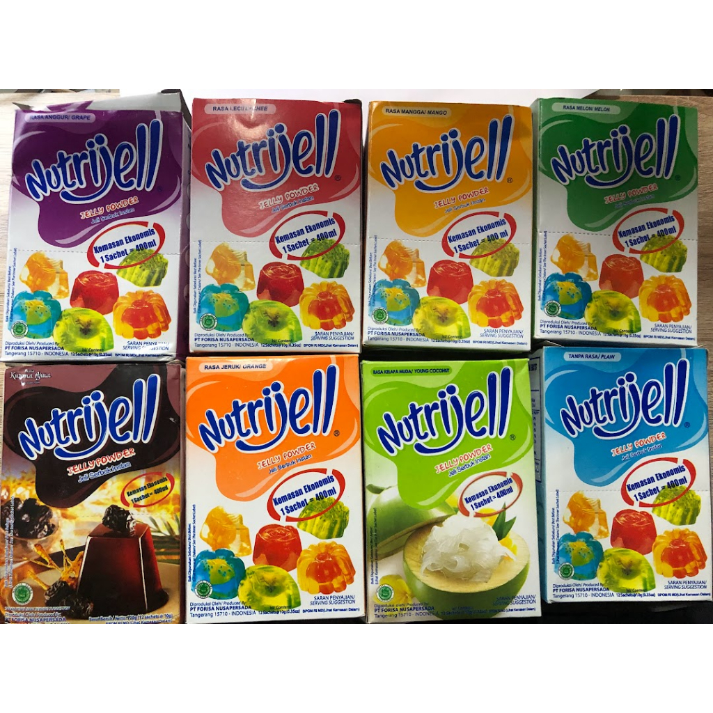 

Nutrijel Jelly Nutrijell Var Plain Cincau Jeruk Leci Mangga Melon Strawberry Anggur Kelapa Muda