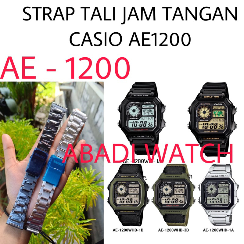 Strap stainless  pengganti utk jam tangan Casio AE-1200 AE 1200 AE1200WHB AE 1200 W AE1200 STAINLEES